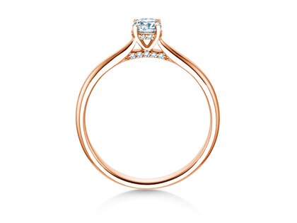 Engagement ring Classic 4 Hidden Halo in 18K rosé gold with lab-grown diamonds 0.30ct E/VS