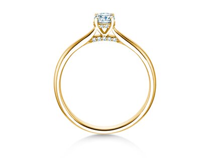 Engagement ring Classic 4 Hidden Halo in 9K yellow gold with lab-grown diamonds 0.30ct E/VS
