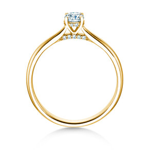 Engagement ring Classic 4 Hidden Halo in 9K yellow gold with lab-grown diamonds 0.30ct E/VS
