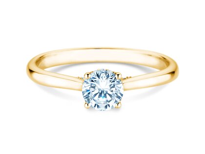 Engagement ring Classic 4 Hidden Halo in 14K yellow gold with lab-grown diamonds 0.57ct E/VS