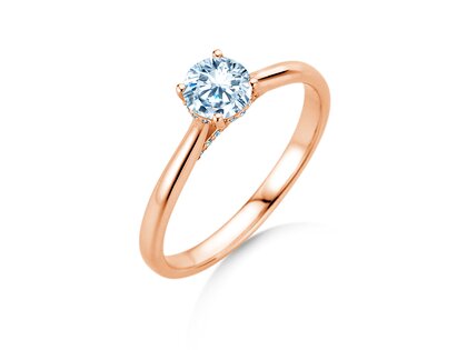 Engagement ring Classic 4 Hidden Halo in 18K rosé gold with lab-grown diamonds 0.57ct E/VS