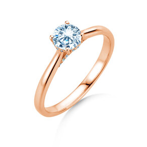 Engagement ring Classic 4 Hidden Halo in 18K rosé gold with lab-grown diamonds 0.57ct E/VS