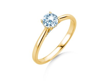 Engagement ring Classic 4 Hidden Halo in 14K yellow gold with lab-grown diamonds 0.57ct E/VS