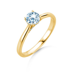 Engagement ring Classic 4 Hidden Halo in 14K yellow gold with lab-grown diamonds 0.57ct E/VS