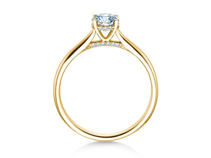 Engagement ring Classic 4 Hidden Halo in 14K yellow gold with lab-grown diamonds 0.57ct E/VS