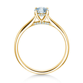 Engagement ring Classic 4 Hidden Halo in 14K yellow gold with lab-grown diamonds 0.57ct E/VS