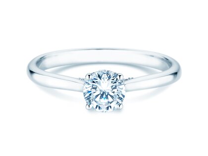 Engagement ring Classic 4 Hidden Halo in 18K white gold with lab-grown diamonds 0.57ct E/VS