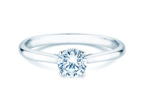 Engagement ring Classic 4 Hidden Halo in 18K white gold with lab-grown diamonds 0.57ct E/VS