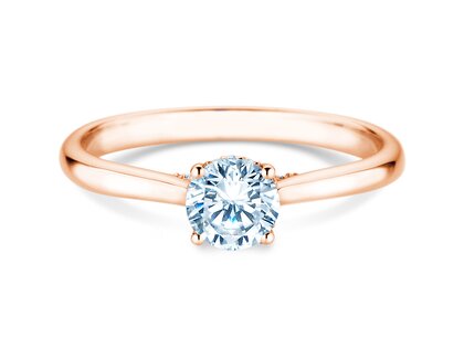 Engagement ring Classic 4 Hidden Halo in 18K rosé gold with lab-grown diamonds 0.57ct E/VS