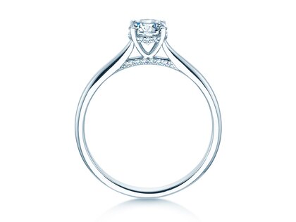 Engagement ring Classic 4 Hidden Halo in 18K white gold with lab-grown diamonds 0.57ct E/VS