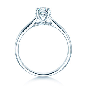 Engagement ring Classic 4 Hidden Halo in 18K white gold with lab-grown diamonds 0.57ct E/VS