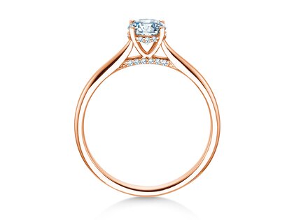 Engagement ring Classic 4 Hidden Halo in 18K rosé gold with lab-grown diamonds 0.57ct E/VS