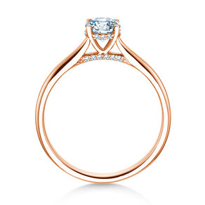 Engagement ring Classic 4 Hidden Halo in 18K rosé gold with lab-grown diamonds 0.57ct E/VS