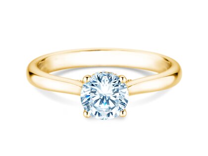 Engagement ring Classic 4 Hidden Halo in 18K yellow gold with lab-grown diamonds 0.82ct E/VS