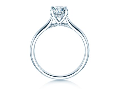 Engagement ring Classic 4 Hidden Halo in white gold