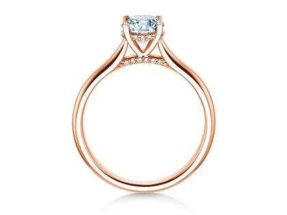 Engagement ring Classic 4 Hidden Halo in 18K rosé gold with lab-grown diamonds 0.82ct E/VS