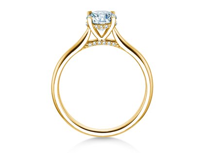 Engagement ring Classic 4 Hidden Halo in 18K yellow gold with lab-grown diamonds 0.82ct E/VS