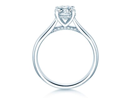Engagement ring Classic 4 Hidden Halo in 14K white gold with lab-grown diamonds 1.08ct E/VS