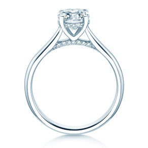 Engagement ring Classic 4 Hidden Halo in 14K white gold with lab-grown diamonds 1.08ct E/VS
