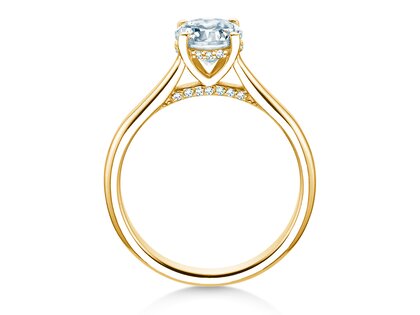 Engagement ring Classic 4 Hidden Halo in 14K yellow gold with lab-grown diamonds 1.08ct E/VS