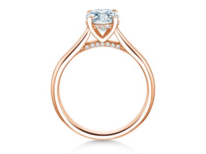 Engagement ring Classic 4 Hidden Halo in 18K rosé gold with lab-grown diamonds 1.08ct E/VS
