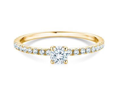 Engagement ring Classic 4 Pavé in 14K yellow gold with lab-grown diamonds 0.56ct E/VS