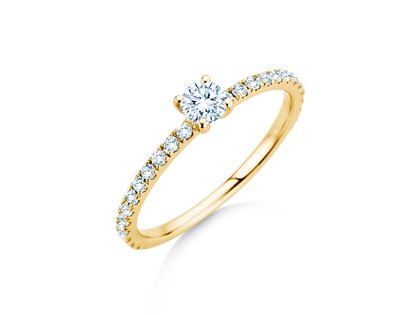Engagement ring Classic 4 Pavé in 14K yellow gold with lab-grown diamonds 0.56ct E/VS