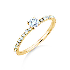 Engagement ring Classic 4 Pavé in 14K yellow gold with lab-grown diamonds 0.56ct E/VS