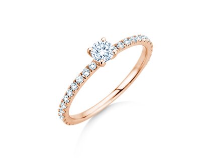Engagement ring Classic 4 Pavé in 18K rosé gold with lab-grown diamonds 0.56ct E/VS