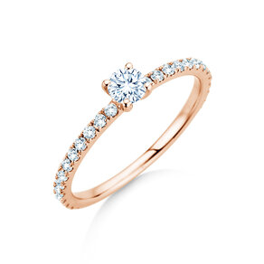 Engagement ring Classic 4 Pavé in 18K rosé gold with lab-grown diamonds 0.56ct E/VS