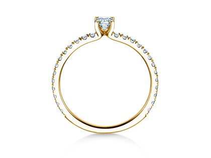 Engagement ring Classic 4 Pavé in 14K yellow gold with lab-grown diamonds 0.56ct E/VS