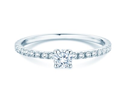 Engagement ring Classic 4 Pavé in 14K white gold with lab-grown diamonds 0.56ct E/VS