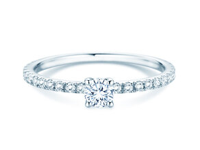 Engagement ring Classic 4 Pavé in 14K white gold with lab-grown diamonds 0.56ct E/VS