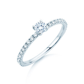 Engagement ring Classic 4 Pavé in 14K white gold with lab-grown diamonds 0.56ct E/VS