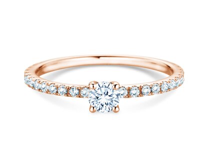 Engagement ring Classic 4 Pavé in 18K rosé gold with lab-grown diamonds 0.56ct E/VS