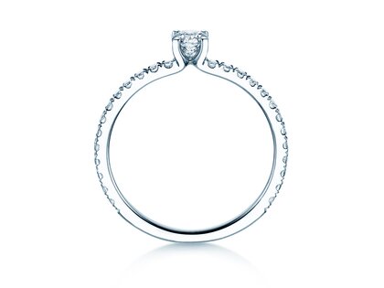 Engagement ring Classic 4 Pavé in 14K white gold with lab-grown diamonds 0.56ct E/VS