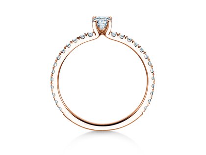 Engagement ring Classic 4 Pavé in 18K rosé gold with lab-grown diamonds 0.56ct E/VS