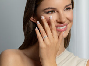 Engagement ring Classic 4 Pavé in 14K yellow gold with lab-grown diamonds 0.56ct E/VS