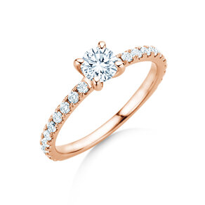 Engagement ring Classic 4 Pavé in 18K rosé gold with lab-grown diamonds 0.87ct E/VS