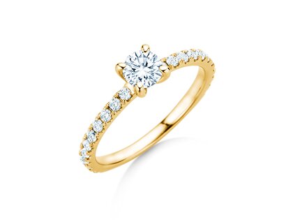 Engagement ring Classic 4 Pavé in 18K yellow gold with lab-grown diamonds 0.87ct E/VS