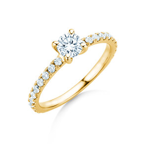 Engagement ring Classic 4 Pavé in 18K yellow gold with lab-grown diamonds 0.87ct E/VS