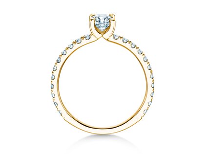 Engagement ring Classic 4 Pavé in 18K yellow gold with lab-grown diamonds 0.87ct E/VS