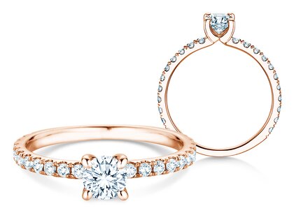 Engagement ring Classic 4 Pavé in 18K rosé gold with lab-grown diamonds 0.87ct E/VS