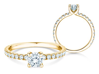Engagement ring Classic 4 Pavé in 18K yellow gold with lab-grown diamonds 0.87ct E/VS