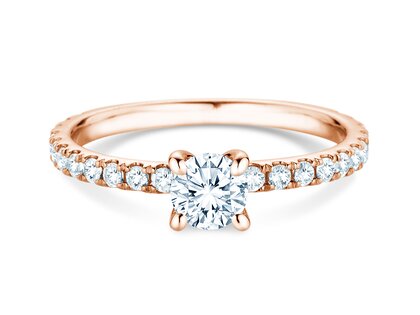 Engagement ring Classic 4 Pavé in 18K rosé gold with lab-grown diamonds 0.87ct E/VS