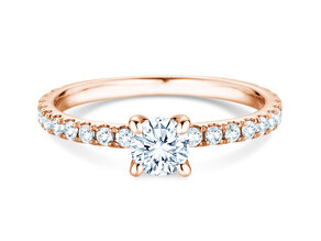 Engagement ring Classic 4 Pavé in 18K rosé gold with lab-grown diamonds 0.87ct E/VS