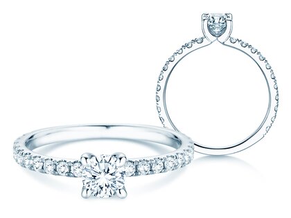 Engagement ring Classic 4 Pavé in 14K white gold with lab-grown diamonds 0.87ct E/VS