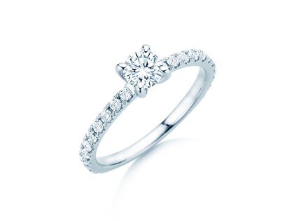 Engagement ring Classic 4 Pavé in 14K white gold with lab-grown diamonds 0.87ct E/VS