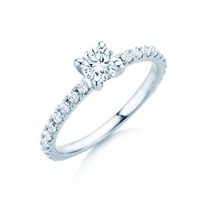 Engagement ring Classic 4 Pavé in 14K white gold with lab-grown diamonds 0.87ct E/VS