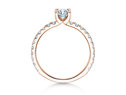 Engagement ring Classic 4 Pavé in 18K rosé gold with lab-grown diamonds 0.87ct E/VS